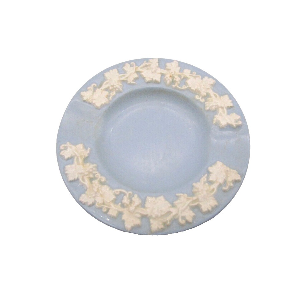 Wedgwood Pale Blue Jasper Vintage Ashtray Grapevine Plate Embossed Small